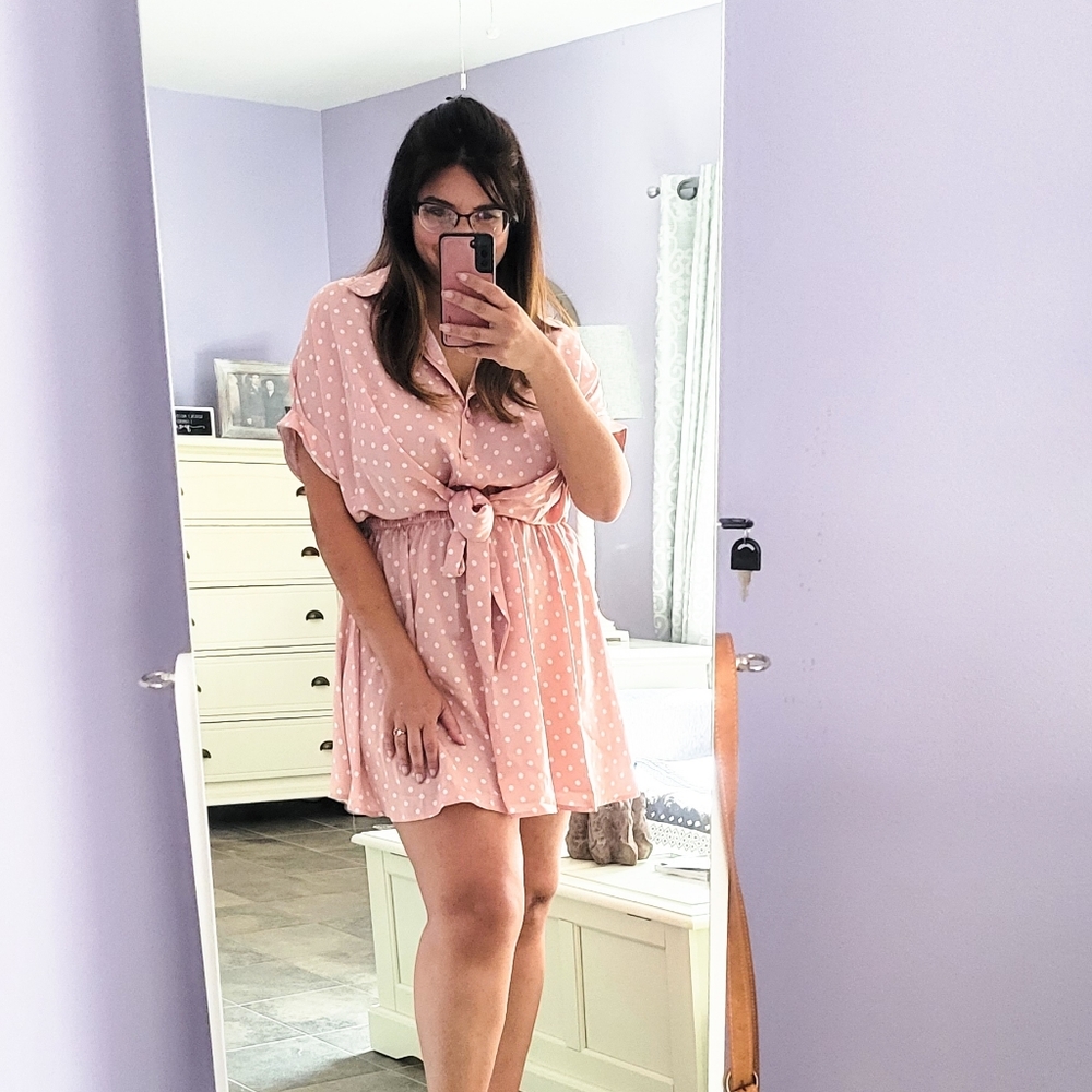 Pink Polka Dot Mini Dress